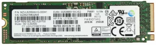 SSD SAMSUNG 256GB M.2 Nvme PCI Express 3.0 2280 PM981A 3000MB/s - 1300MB/s